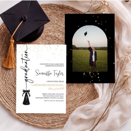 Modern Graduation with Photo Invitation Einladung