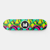 Modern Graffiti Paint Splash Custom Monogram Name Skateboard (Horizontal)