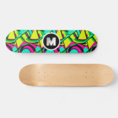 Modern Graffiti Paint Splash Custom Monogram Name Skateboard (Horizontal)
