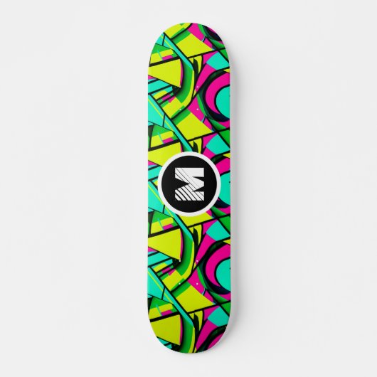 Modern Graffiti Paint Splash Custom Monogram Name Skateboard (Vorne)