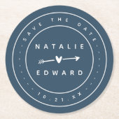 Modern, Grafik Save the Date Runder Pappuntersetzer (Vorderseite)