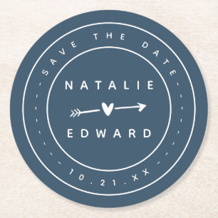 Modern, Grafik Save the Date Runder Pappuntersetzer