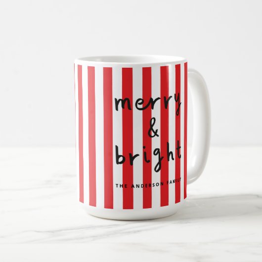 Modern grafisch minimale Weihnachtsrot und weiß Kaffeetasse (VorderseiteRechts)