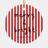 Modern grafisch minimale Weihnachtsrot und weiß Keramik Ornament (Vorne)