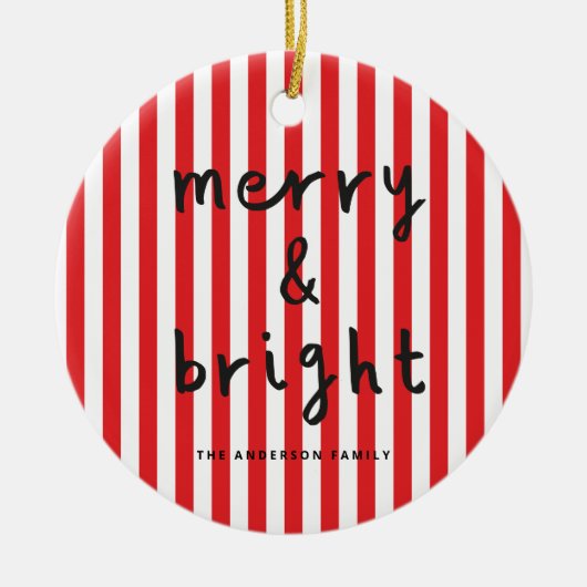 Modern grafisch minimale Weihnachtsrot und weiß Keramik Ornament (Vorne)