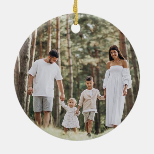 Modern grafisch minimale Weihnachtsrot und weiß Keramik Ornament (Hinten)