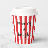 Modern grafisch minimale Weihnachtsrot und weiß Pappbecher (Rückseite)