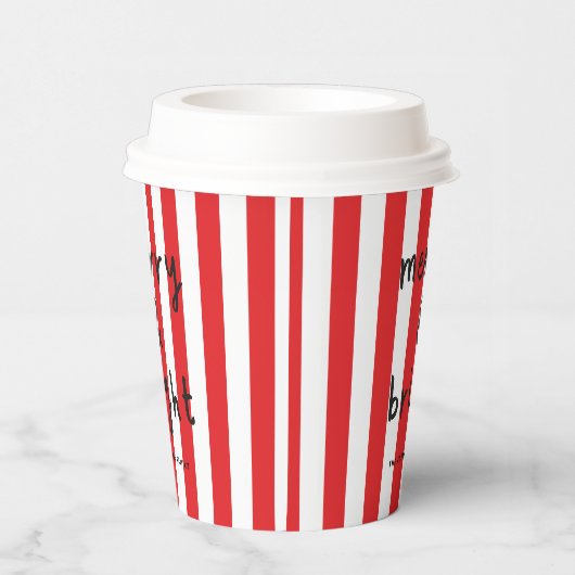 Modern grafisch minimale Weihnachtsrot und weiß Pappbecher (Rechts)