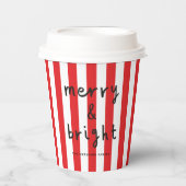 Modern grafisch minimale Weihnachtsrot und weiß Pappbecher (Vorderseite)