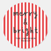 Modern grafisch minimale Weihnachtsrot und weiß Runder Aufkleber (Vorderseite)