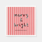 Modern grafisch minimale Weihnachtsrot und weiß Serviette (Vorderseite)