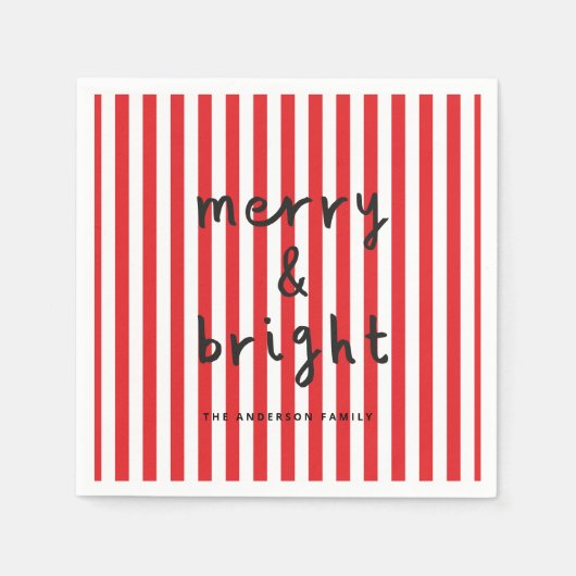 Modern grafisch minimale Weihnachtsrot und weiß Serviette (Vorderseite)