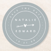 Modern, grafisch Save the Date Runder Pappuntersetzer (Vorderseite)