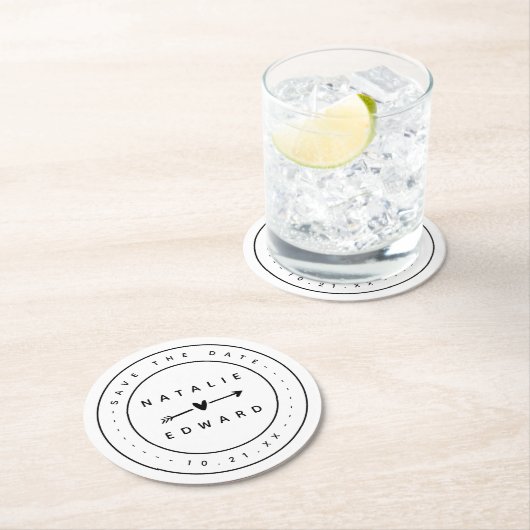 Modern, grafisch Save the Date Runder Pappuntersetzer (Vor Ort)