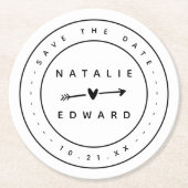 Modern, grafisch Save the Date Runder Pappuntersetzer (Vorderseite)