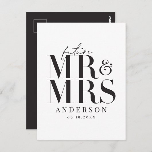 Modern, grafisch, typografisch Save the Date Postkarte (Vorne/Hinten)