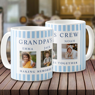 Modern Grandpa Crew 3 Foto Hellblau gestreift Kaffeetasse