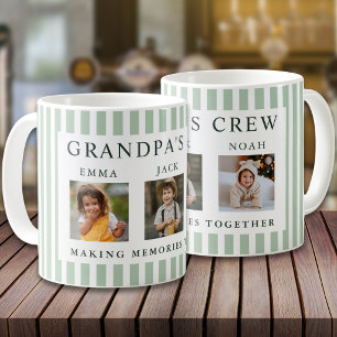 Modern Grandpa Crew 3 Foto Sagegrün Streifen Kaffeetasse