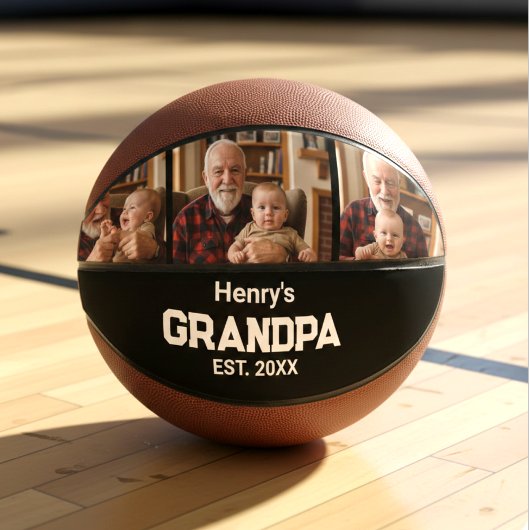 Modern Grandpa Est. Name Year 3 Photo Basketball
