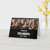 Modern Grandpa Est. Name Year 3 Photo Card Karte (Gelbe Blume)