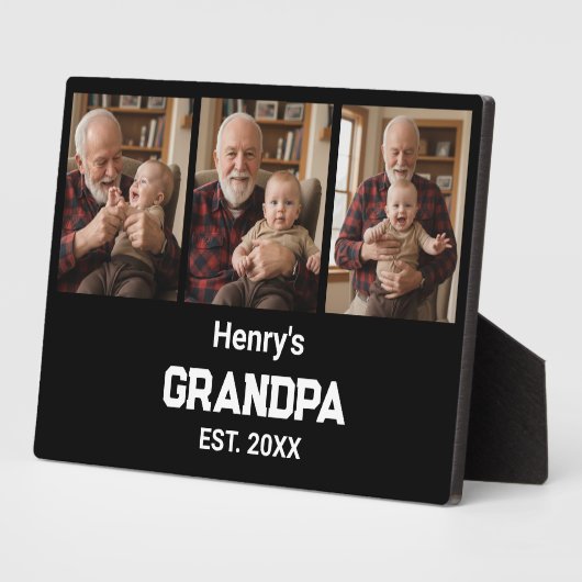 Modern Grandpa Est. Name Year 3 Photo Fotoplatte (Seite)