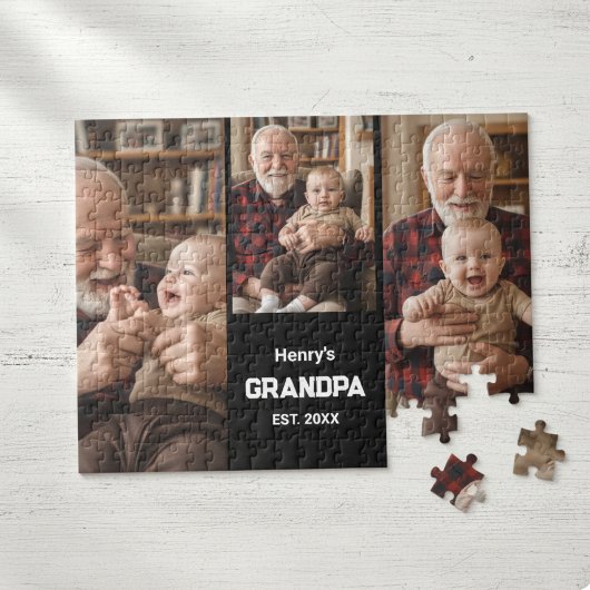 Modern Grandpa Est. Name Year 3 Photo  Puzzle