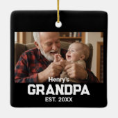 Modern Grandpa Est. Name Year Photo Black Keramikornament (Rückseite)