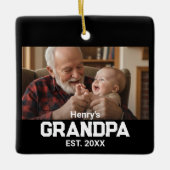 Modern Grandpa Est. Name Year Photo Black Keramikornament (Vorderseite)