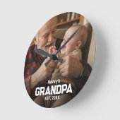 Modern Grandpa Est. Name Year Photo Black Runde Wanduhr (Winkel)