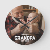 Modern Grandpa Est. Name Year Photo Black Runde Wanduhr (Vorderseite)
