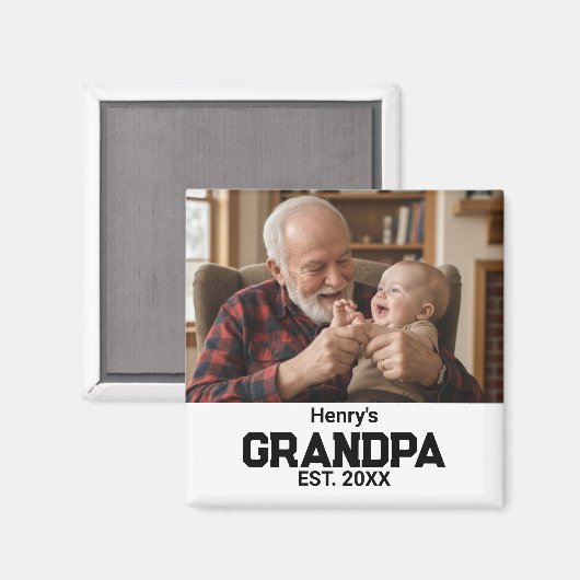 Modern Grandpa Established Est. Name Year Photo Magnet (Vorderseite/Rückseite)