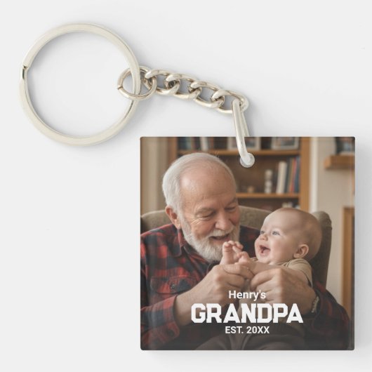 Modern Grandpa Established Est. Name Year Photo Schlüsselanhänger (Vorderseite)