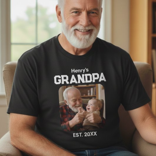 Modern Grandpa Established Est. Name Year Photo  T-Shirt