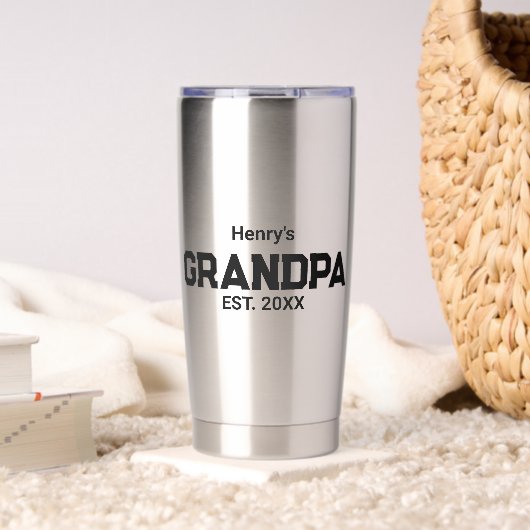 Modern Grandpa Established Est. Name Year  Thermobecher (Wohnzimmer (gedreht))