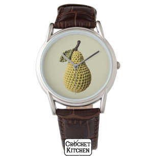 Modern Granny Yellow Green Crochet Birne Frucht Armbanduhr