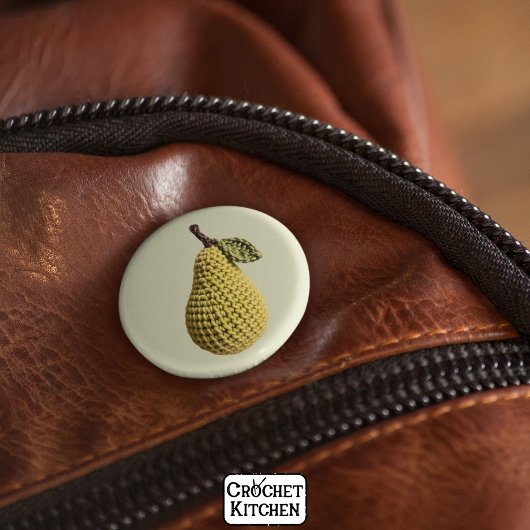 Modern Granny Yellow Green Crochet Birne Frucht Button