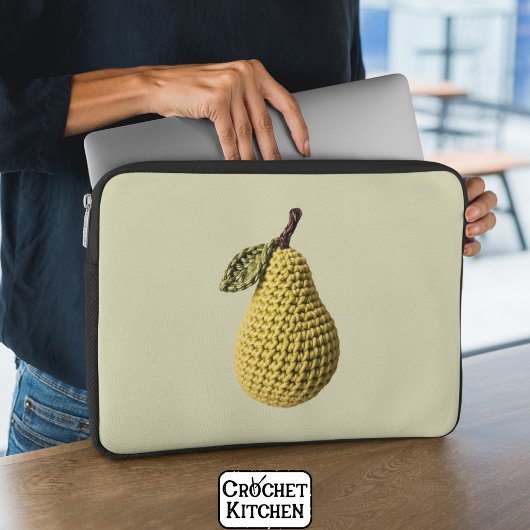 Modern Granny Yellow Green Crochet Birne Frucht Laptopschutzhülle