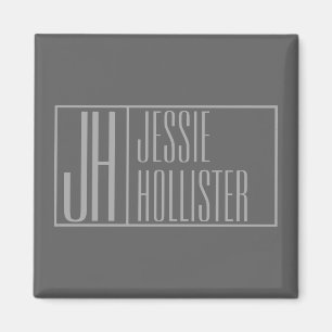 Modern, Grau auf Dunkelgrau, Initialen & Namenslog Magnet