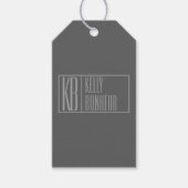 Modern, grau auf dunkelgrau, Initials & Name Logo Geschenkanhänger (Vorderseite)