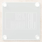 Modern, grau auf dunkelgrau, Initials & Name Logo Glasuntersetzer (Rückseite)