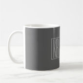 Modern, grau auf dunkelgrau, Initials & Name Logo Kaffeetasse (Links)