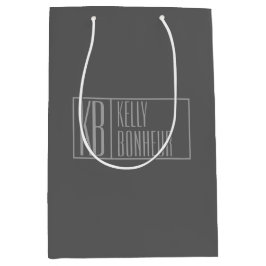 Modern, grau auf dunkelgrau, Initials & Name Logo Mittlere Geschenktüte