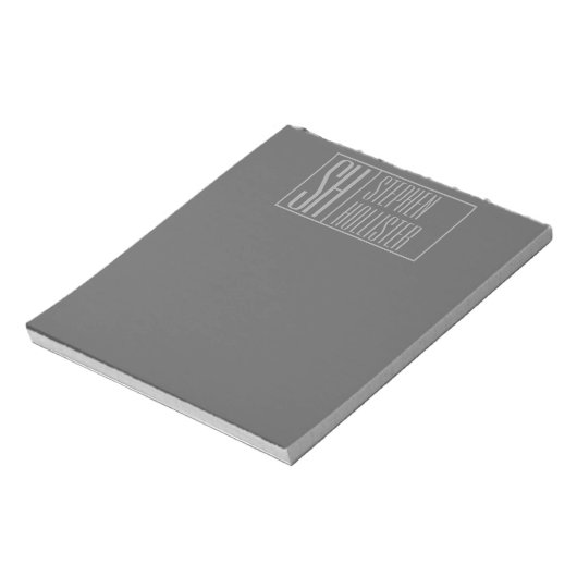 Modern, grau auf dunkelgrau, Initials & Name Logo Notizblock (Rotiert)