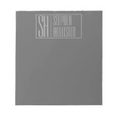 Modern, grau auf dunkelgrau, Initials & Name Logo Notizblock (Vorderseite)