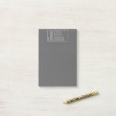 Modern, grau auf dunkelgrau, Initials & Name Logo Post-it Klebezettel (Auf Schreibtisch)