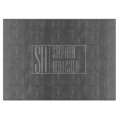 Modern, grau auf dunkelgrau, Initials & Name Logo Schneidebrett (Vorderseite)
