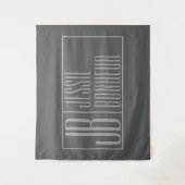 Modern, grau auf dunkelgrau, Initials & Name Logo Wandteppich (Vorderseite)