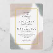 Modern Grau Blue Terracotta Watercolor Wedding Foi Folieneinladung (Vorderseite)