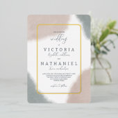 Modern Grau Blue Terracotta Watercolor Wedding Foi Folieneinladung (Stehend vorne)