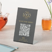 Modern Grau Geschäft Logo Kontaktlos QR Code Menü Sockelschild (In SItu)